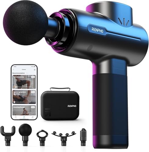 RENPHO Massage Gun with Bluetooth, FSA HSA Eligible Muscle Massager Gun Portable for Athletes, Valentines Day Gifts for Men Women,Carry Case, Active+
