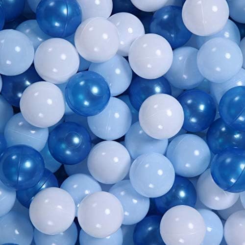 GOGOSO Ball Pit Balls Blue Balls for Ball Pits, Baby Pool for Babies, Kids, Toddlers, Boys, Phthalate Free BPA Free, Pack of 100 with Storage Bag, with Color Pearl Blue, Light Blue, White