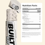 BUILT Protein Bars, White Chocolatey Cookies 'N Cream Puff, 12 bars, Protein Snacks, 17g of Protein, Collagen, Protein Bar with only 150 calories & 6g sugar, Gluten Free, Great Protein Snack