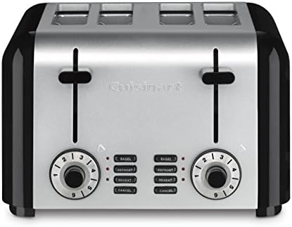 Cuisinart CPT-340P1 4 Slice Toast & Bagels Compact Toaster Stainless Steel/Black- Certified (Renewed)