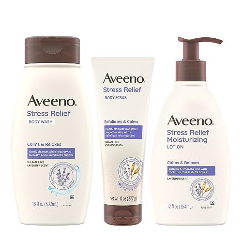 Aveeno Stress Relief, Lotion, Body Wash & Scrub Bundle