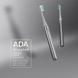 Aquasonic Icon ADA-Accepted Rechargeable Toothbrush | Magnetic Holder & Slim Travel Case | 2 Brushing Modes & Smart Timers | Gentle Micro-Vibrations (Stone)