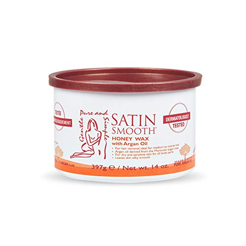 Satin Smooth Honey Hair Removal Wax with Argan Oil, for Medium to Coarse Hair, Full Body Waxing, Ideal for Sensitive Skin, 14oz