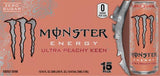 Monster Energy Ultra Peachy Keen, Sugar Free Energy Drink, 16 oz (Pack of 15)