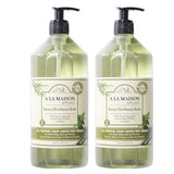 A LA MAISON Rosemary Mint Liquid Hand Soap - Triple French Milled Natural Moisturizing Soap (33.8 oz Bottle) - Pack of 2