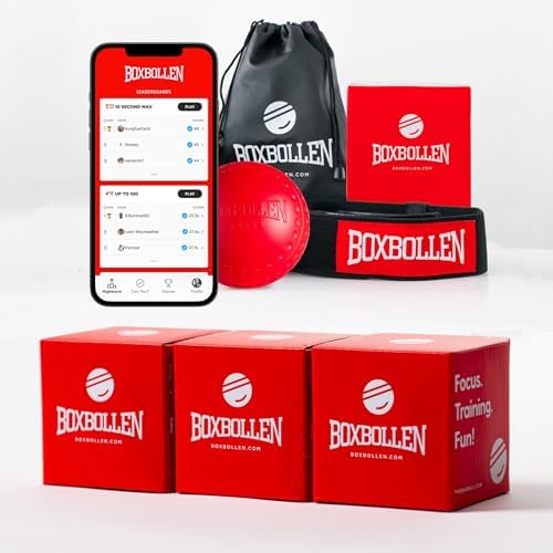 Family Pack with App - Used by Celebrities - MMA Gear Boxing Ball - Boxing Reflex Ball with Adjustable Strap - Interactive Boxball App Integration