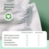 Clearbody Organics Large White Organic Cotton Gloves 5 Pairs (10 Pcs) – 100% Organic Cotton Gloves for Dry Hands –Reusable Moisturizing Gloves for Cracked Hands Repair