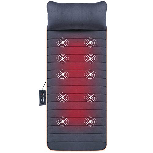 Snailax Massage Mat, Full Body Massage pad with 10 Vibration Motors and 4 Therapy Heating pad, Vibration pad for Back, Waist, Legs Pain Relief,Gifts