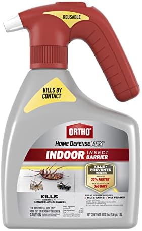 Ortho Home Defense Max Indoor Insect Barrier with Battery-Powered Sprayer, Kills Ants, Roaches, Spiders, Fleas and Ticks, 1.5 L.