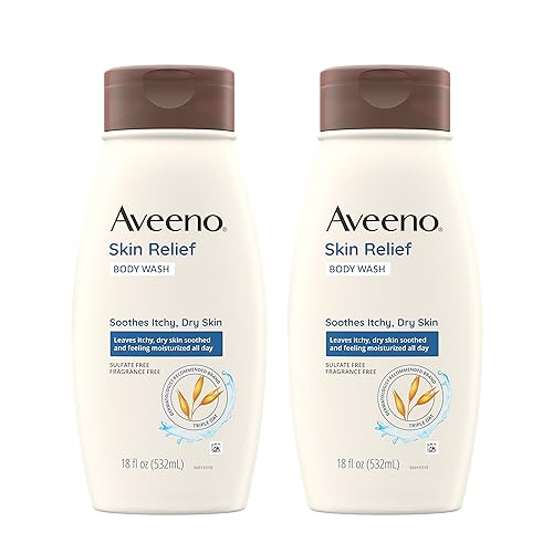 Aveeno Skin Relief Fragrance-Free Body Wash with Triple Oat Formula, Gentle Daily Cleanser for Sensitive Skin Leaves Dry Skin Feeling Moisturized, Sulfate-Free, Twin Pack, 2 x 18 fl. oz
