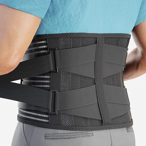 Modvel Back Brace for Lower Back Pain Women and Men – Lumbar Support Belt for Sciatica, Herniated Disc, Muscle Strain – Adjustable Breathable Work Brace with 6 Stays – Support for Posture– Size Plus