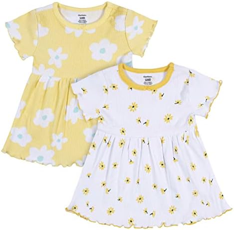 Gerber Girls' Toddler 2-Pack Short Sleeve Cotton Dresses