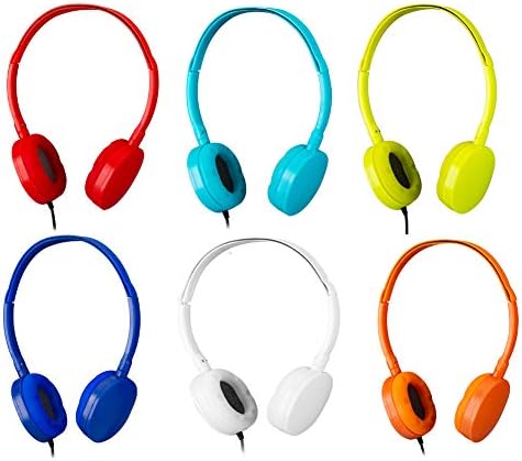 Bulk Headphones 6 Pack School Headphones for Kids (6 Colors) Kids Headphones for School,Classroom, Libraries, Laboratories (Color Mixed)
