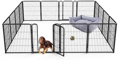 FXW Homeplus Indoor Dog Playpen - Stress-Free and Safe Play, 32 Inch 16 Panels for Small and Medium Dogs, Black│Patented