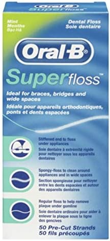 Oral-B Super Floss Mint Dental Floss for Braces Bridges - 50 Strips ( Packs 3 )