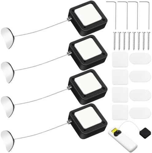 4 Pcs 6.5 ft Retractable Security Cable Lock with Double Sided Adhesive and Screws TV Remote Control Tether Cord Leash Anti Lost Rope Security Lanyard Lock for TV Tablets Showroom
