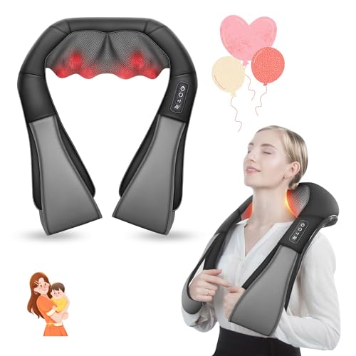 Shiatsu Neck Massager With Heat, 8 Massage Nodes Neck Massager For Pain Relief Deep Tissue, 4D Deep Kneading Electric Neck And Shoulder Massager, Gift For Mom, Dad, Men, Women, Office, Home Use