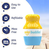 Solar Buddies Refillable Roll On Sponge Applicator For Kids, Adults, Families, Travel Size Holds 100ml Travel Friendly for Sunscreen, Suncream and Lotions (Blue)