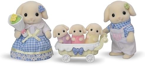 Calico Critters Flora Rabbit Family - Set of 5 Collectible Doll Figures for Children Ages 3+