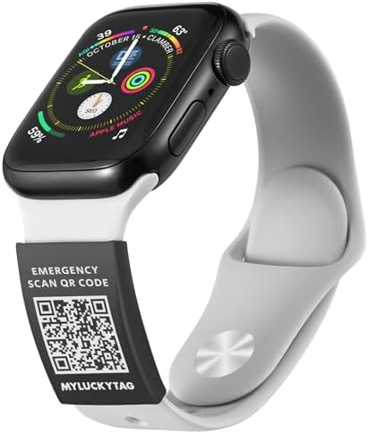 MYLUCKYTAG QR Medical ID Tag for Watch Band - Laser Engraved - Personalized ID Tag for Apple Watch Safety Plate - Medical Alert - Free Online Emergency Medical Profile