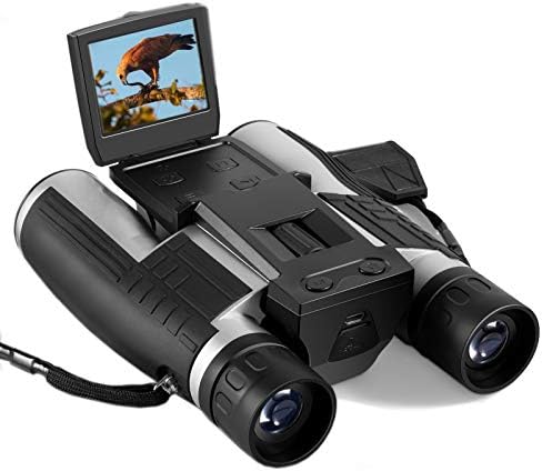 2" LCD Digital Binoculars with Camera for Adults, 12x32 5MP Video Photo Recoder with 32GB Memory Card for Bird Watching Hunting Concerts and Sports Games