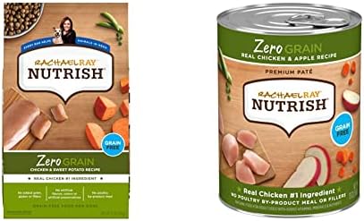 Rachael Ray Nutrish Zero Grain Chicken & Sweet Potato 13 Pounds Dry Dog Food + Zero Grain Chicken & Apple 13 Ounce (Pack of 12) Wet Dog Food Bundle