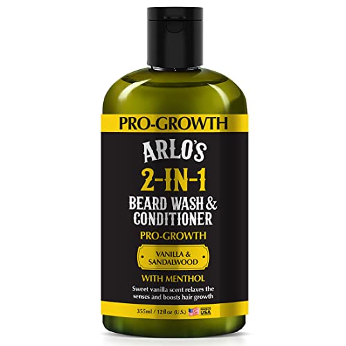 ARLO'S Pro-Growth 2-in-1 Beard Wash and Conditioner - Vanilla Sandalwood with Menthol 12 oz