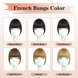 NAYOO Clip in Bangs 100% Real Human Bangs Hair Extensions French Bangs Clip on Hair Bangs for Women Fringe with Temples Hairpieces Curved Bangs for Daily Wear（Natural Black）