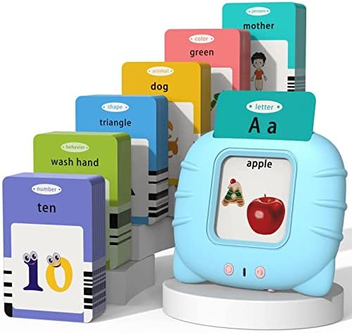 Talking Cards for Toddlers, Speech Therapy Toys Autism Toys, ABC 123 Sight Words Etc, Educational Learning Interactive Toys with Giftable Package (510-blue (New ABC+123+ 3 Songs))
