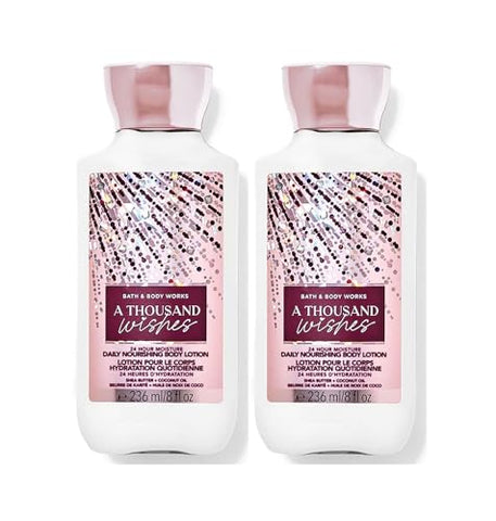 Bath and Body Works A Thousand Wishes Super Smooth Body Lotion Sets Gift For Women 8 Oz -2 Pack (A Thousand Wishes)