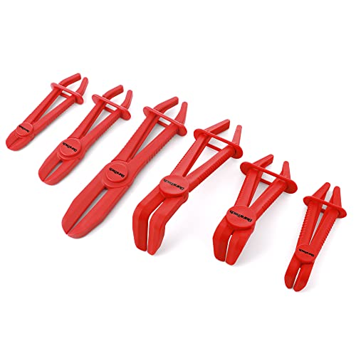 DURATECH 6-Piece Hose Clamp Pliers, Straight & 90 Angled Hose Pinch Off Pliers, Line Clamp Pliers Set for Flexible Hoses, Fuel Hoses, Gas Lines, Brake Hoses and Radiator Hoses