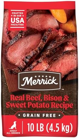 Merrick Premium Grain Free Dry Adult Dog Food, Wholesome And Natural Kibble With Beef, Bison And Sweet Potato - 10.0 lb. Bag