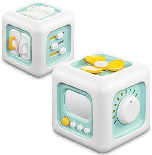 Busy Cube Toy, Sensory Toys for Toddlers 1-3, Baby Car Seat Toys 12-18 Months, Toddler Airplane Travel Toys Age 1-2, Learning Fine Motor Skills, 1st Birthday Gifts Boys Girls