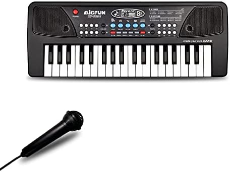 Piano Keyboard for Kids, EOOLEOW 37 Keys Portable Electronic Piano for kids with Microphone - Music Keyboard Piano Toys for 3 4 5 6 7 8 9 Year Old Boys and Girls (Black)