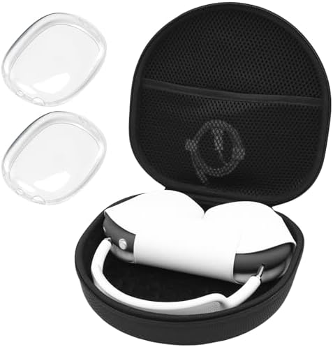 ProCase Hard Case for New AirPods Max, Travel Carrying Headphone Case with Silicone Earpad Cover & Mesh Pocket, AirPods Max Protective Portable Storage Bag -Blackclear