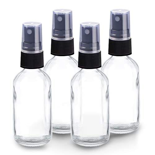 Wedama Mini Spray Bottles 4 oz, Amber Glass Spray Bottles, Empty Small Spray Bottles with Funnel Dropper, Fine Mist for Hair, Travel, Plants, Cleaning Solutions and Skin Care (4 Pack)