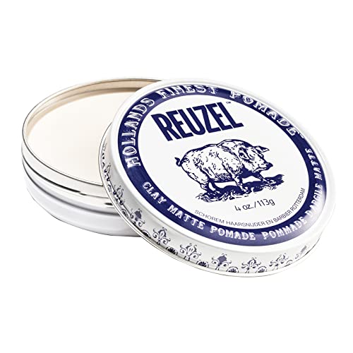 REUZEL Clay Matte Pomade, Medium All Day Hold, Water Soluble Styling, No Shine and Flake Free, Easy To Wash Out, For All Hairstyles