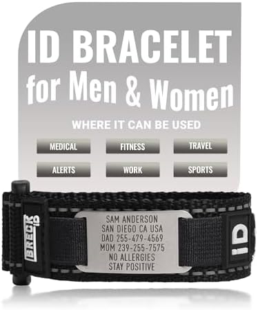 Personalized Medical ID Bracelet for Men & Women – Custom Engraving for Emergency Identification – Nylon Wristband with Medical Information – Ideal for Sport, Travel & Outdoor Activities