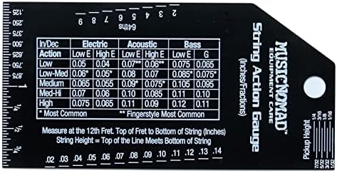 MusicNomad Precision String Action Gauge Ruler for String Height- Metric, SAE, 64ths (MN602)