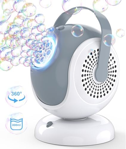 Bubble Machine - Automatic Bubbles Blower for Kids, Toddlers - 360° Oscillation & 75° Adjustment Bubble Toys with LED Light - Gifts for Boys, Girls, Easter, Outdoor, Birthday, Party Use