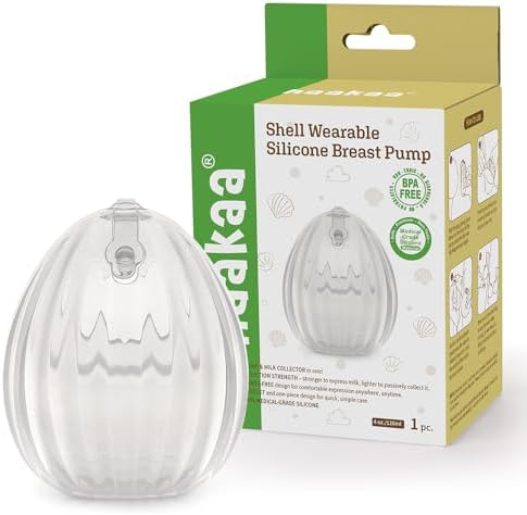HAAKAA Shell Wearable Hands-Free Manual Breast Pump/Milk Collector – Medical-Grade Silicone – Compact, Portable & Discreet – Leak-Proof Valve 4 oz 1PK