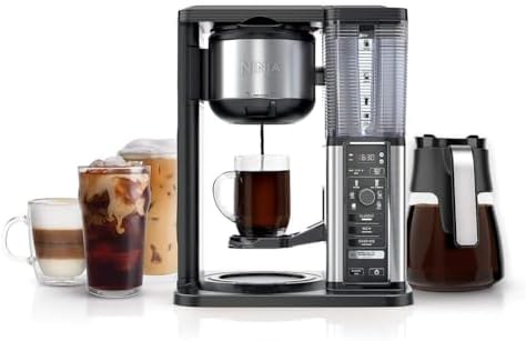 Ninja Specialty Fold-Away Frother (CM401) Coffee Maker, Single Serve to 10 Cup (50 oz.), Glass Carafe (Renewed)