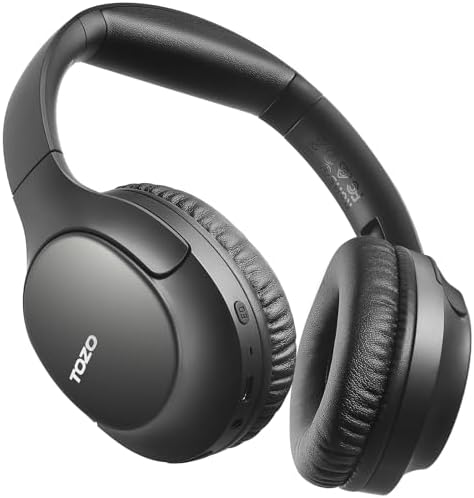 TOZO Bluetooth 5.4 Over Ear Headphones, ENC Call Noise Cancelling Mic, Foldable Wireless Headset, 70H Playback, Deep Bass Stereo Sound, Customizable EQ via Button & App, for Travel and Home, Upgraded