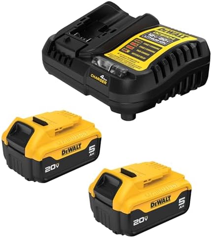 DEWALT 20V MAX Lithium-Ion Battery 2-Pack and Charger, 5.0 Ah, Battery Starter Kit (DCB205-2c)