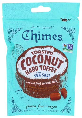 Toasted Coconut Hard Toffee Candies (2 pack)- (2) Chimes 3.5oz Bags - Gluten Free, Vegan, Made with Real Coconut Milk - Satisfy your sweet tooth with this tropical flavored classic buttery toffee!