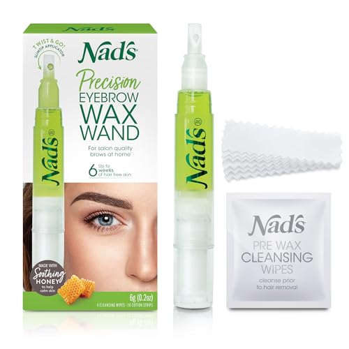 Nad's Eyebrow Shaper Wax Kit Eyebrow Facial Hair Removal Delicate Areas Cotton Strips, Cleansing Wipes, 0.2 Ounce (Pack of 1)