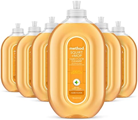 Method Hardwood Floor Cleaner Squirt + Mop Bottle, Ginger Yuzu, For Sealed Hardwood and Laminate Floors, 25 Fl Oz (Pack of 6)
