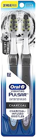 Oral-B Pulsar Battery Toothbrush with Charcoal Infused Bristles, Soft, 2 Count