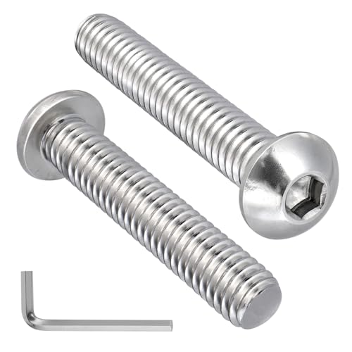 20Pcs 5/16-18 x 1-1/2" Button Head Socket Cap Bolts Screws, 304 Stainless Steel 18-8, Allen Hex Drive, Bright Finish, Fully Threaded, Hex Spanner Included