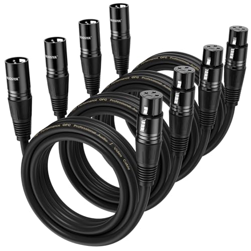 XLR Cable 6 Ft 4 Packs,Microphone Cables,Premium Balanced Microphone Mic Speaker Cable with 3-Pin XLR Male to Female DMX Cable,Black